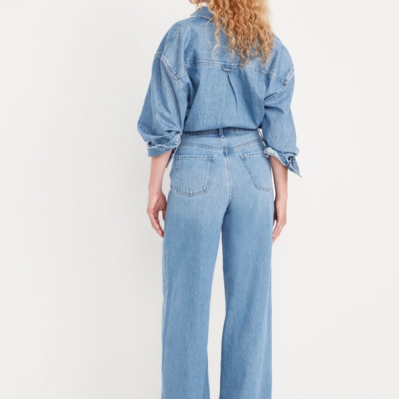 Women's Light Blue Wide-Leg Jeans - Picture 2 of 4